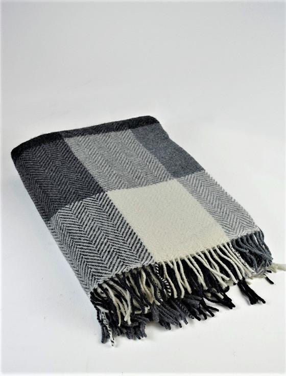 Aran Cashmere Cashmere Wool Throw - Black White Grey