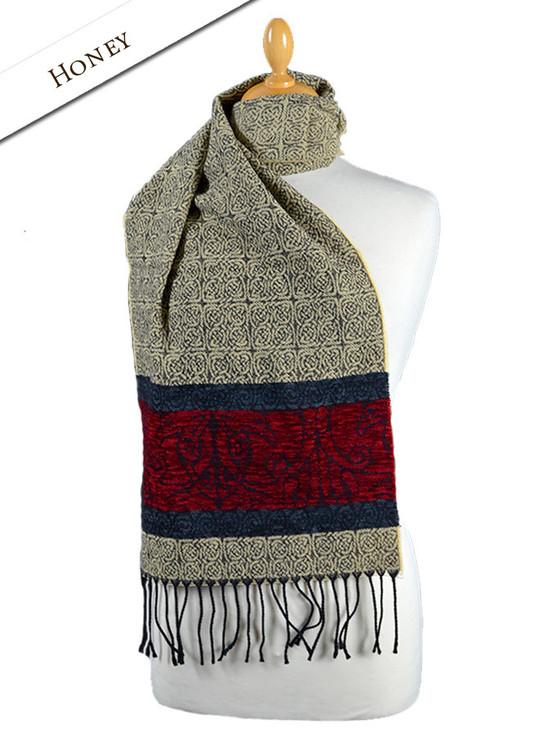 Aran Cashmere Celtic Border Birds Pattern Scarf