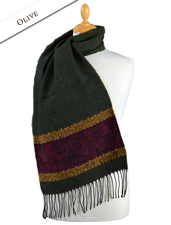 Aran Cashmere Celtic Border Birds Pattern Scarf