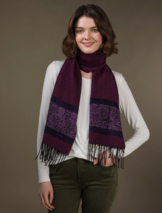 Aran Cashmere Celtic Border Birds Pattern Scarf