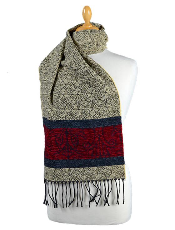 aran cashmere Celtic Border Birds Pattern Scarf