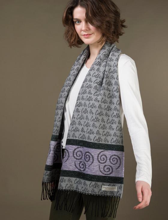Aran Cashmere Celtic Border Element Scarf - Air