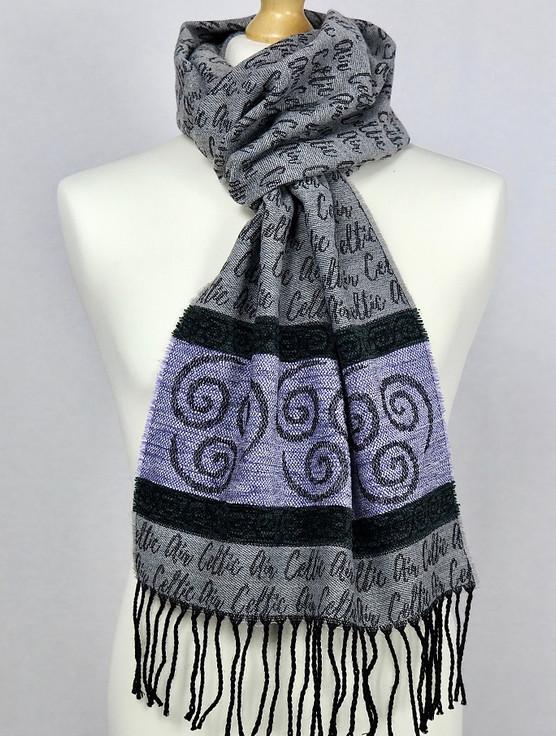 Aran Cashmere Celtic Border Element Scarf - Air