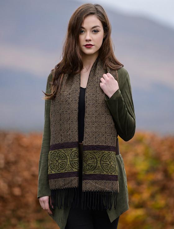 aran cashmere Celtic Border Nordic Pattern Scarf