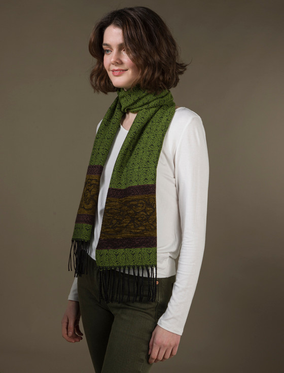 Aran Cashmere Celtic Dogs Pattern Scarf