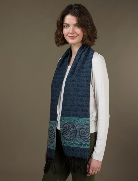 Aran Cashmere Celtic Element Scarf - Water