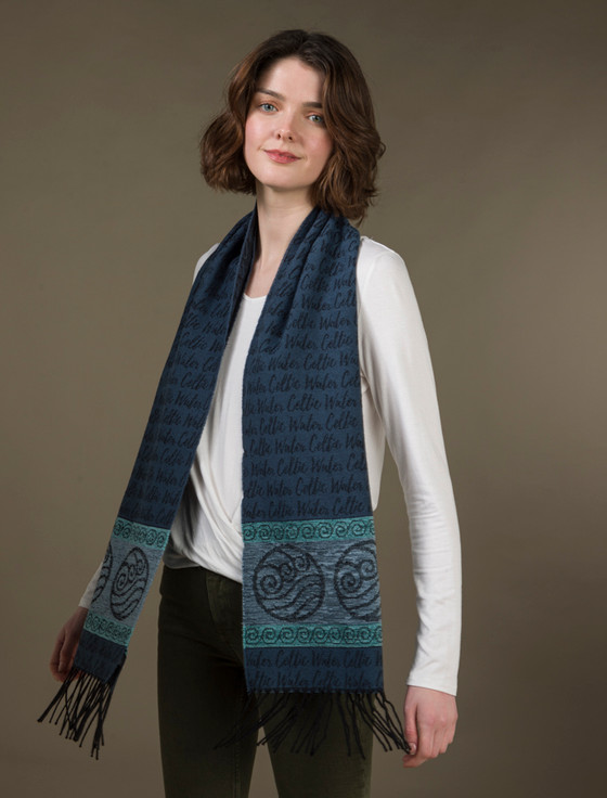 Aran Cashmere Celtic Element Scarf - Water