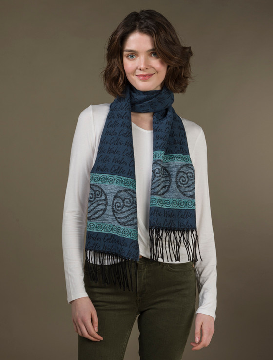 aran cashmere Celtic Element Scarf - Water