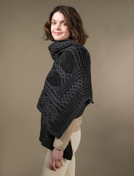 Aran Cashmere Celtic Fairy Tree Cable Knit Shawl
