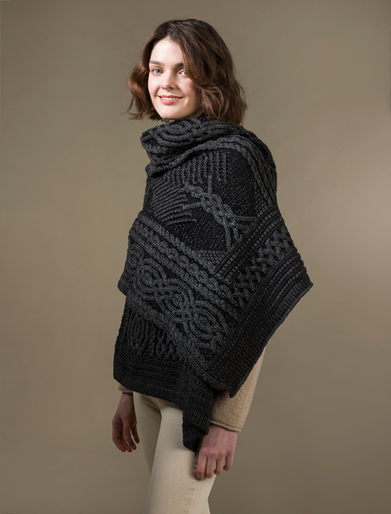 Aran Cashmere Celtic Fairy Tree Cable Knit Shawl