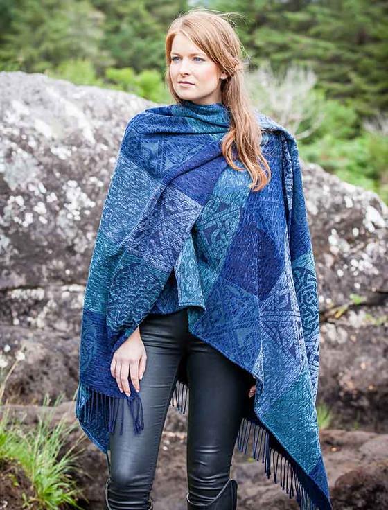 aran cashmere Celtic Knot Ruana Wrap
