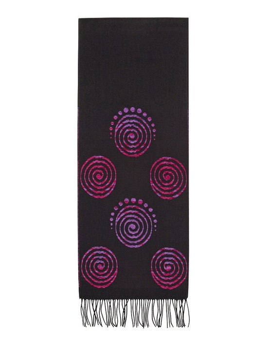 Aran Cashmere Celtic Spiral Scarf - Black & Fuchsia