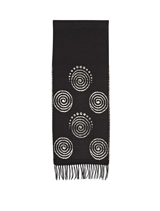 Aran Cashmere Celtic Spiral Scarf - Black & White
