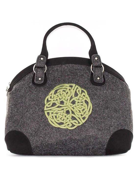 Aran Cashmere Celtic Tote Bag - Charcoal With Green