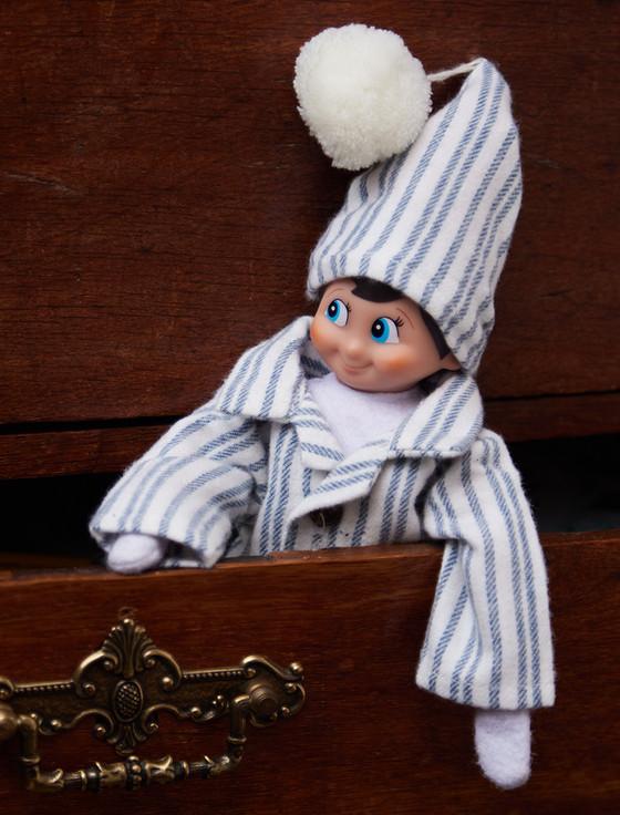 Aran Cashmere Christmas Elf Pyjama Set - Blue Stripe
