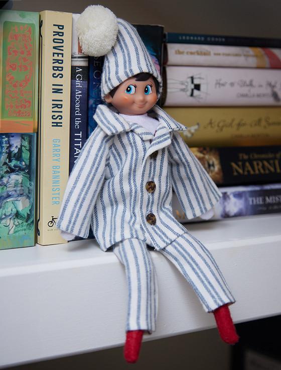 aran cashmere Christmas Elf Pyjama Set - Blue Stripe