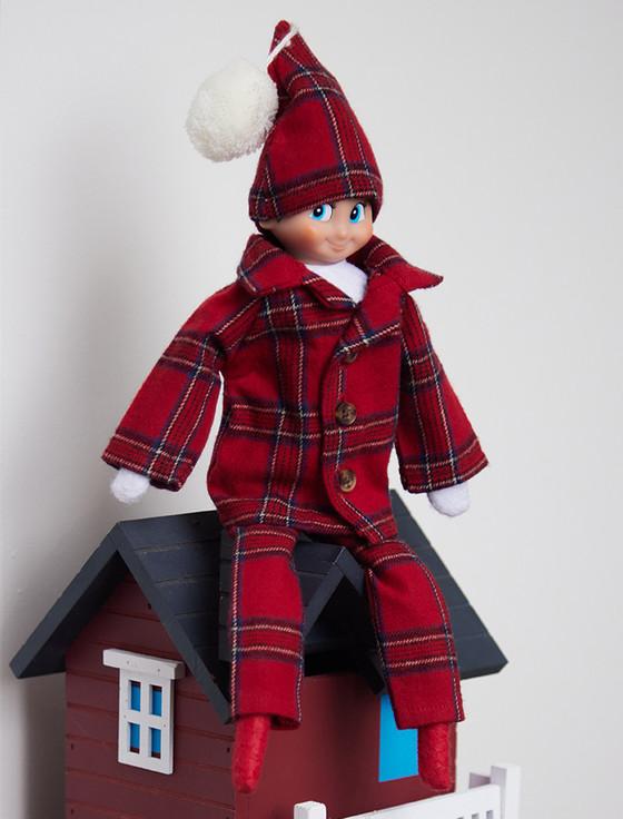 Aran Cashmere Christmas Elf Pyjama Set - Red Tartan