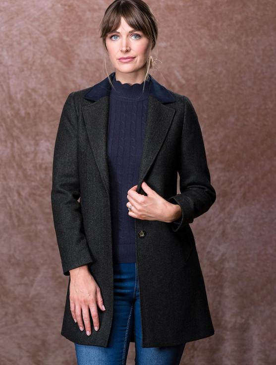 Aran Cashmere Ciara Tweed Coat - Winning Green