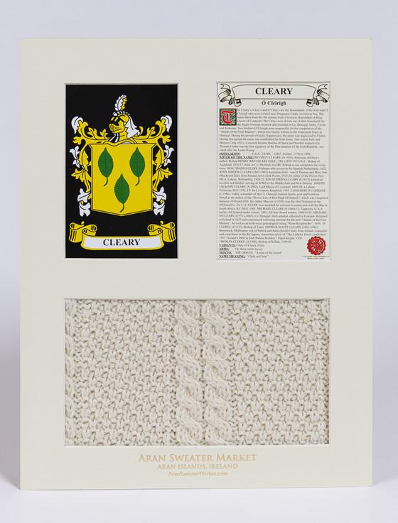 Aran Cashmere Cleary Clan Aran & History Display