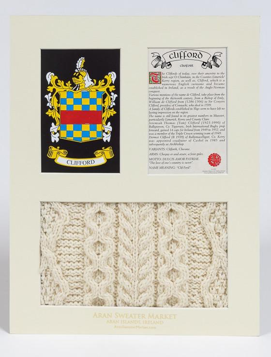 Aran Cashmere Clifford Clan Aran & History Display