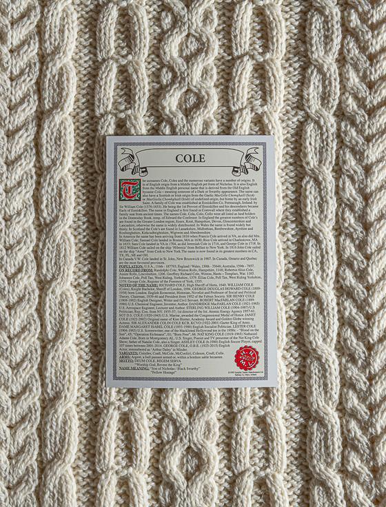 Aran Cashmere Cole Clan Aran Throw