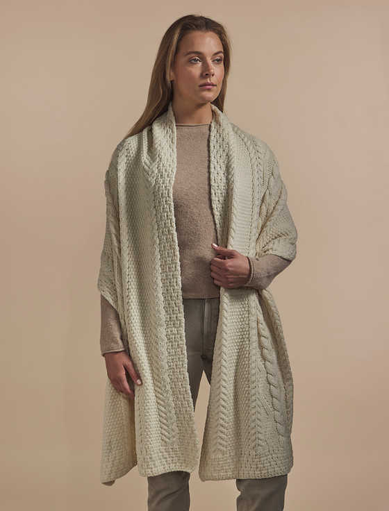 aran cashmere Costello Clan Aran Wrap