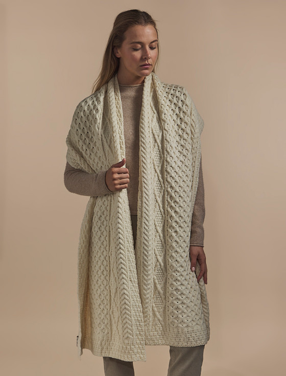 aran cashmere Crowley Clan Aran Wrap