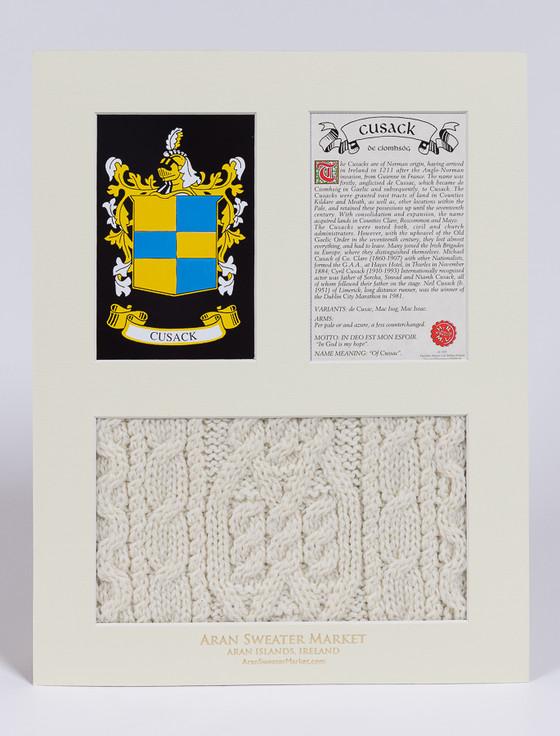 Aran Cashmere Cusack Clan Aran & History Display