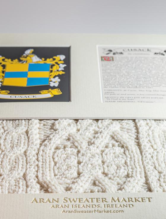 Aran Cashmere Cusack Clan Aran & History Display