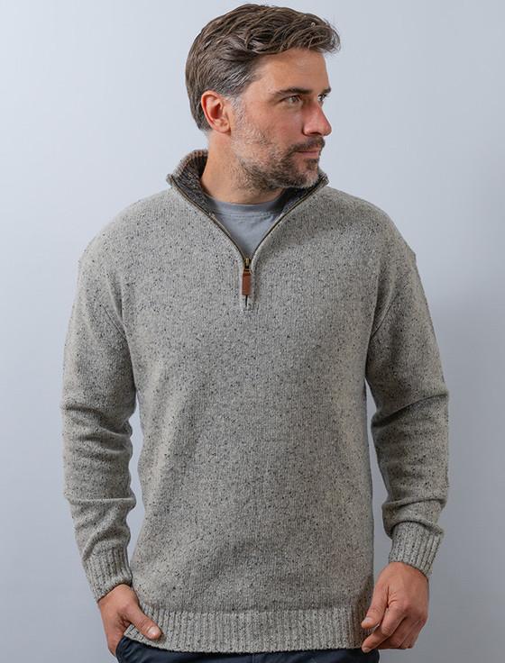 Aran Cashmere ‎D‎on‎egal Blend Zip Neck Sweater