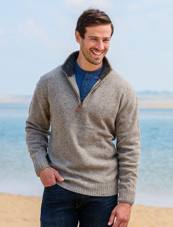 Aran Cashmere D‎onega‎l Blend Zip Neck Sweater