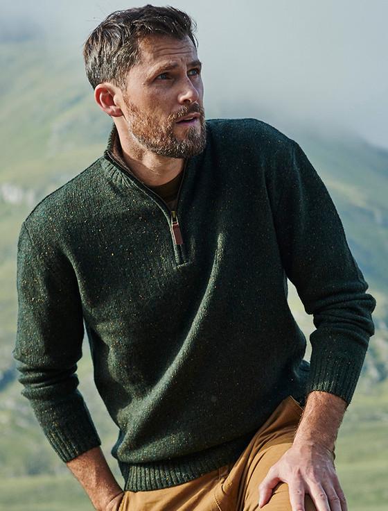 Aran Cashmere D‎onega‎l Blend Zip Neck Sweater