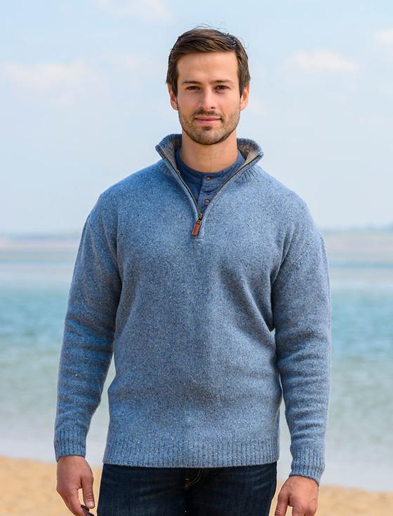 aran cashmere D‎onega‎l Blend Zip Neck Sweater