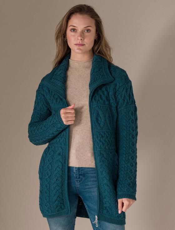 Aran Cashmere D‎ouble Collar Merino Aran Coat‎‎‎‎‎‎