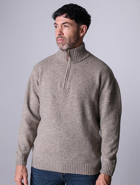 Aran Cashmere Donegal Blend Zip Neck Sweater