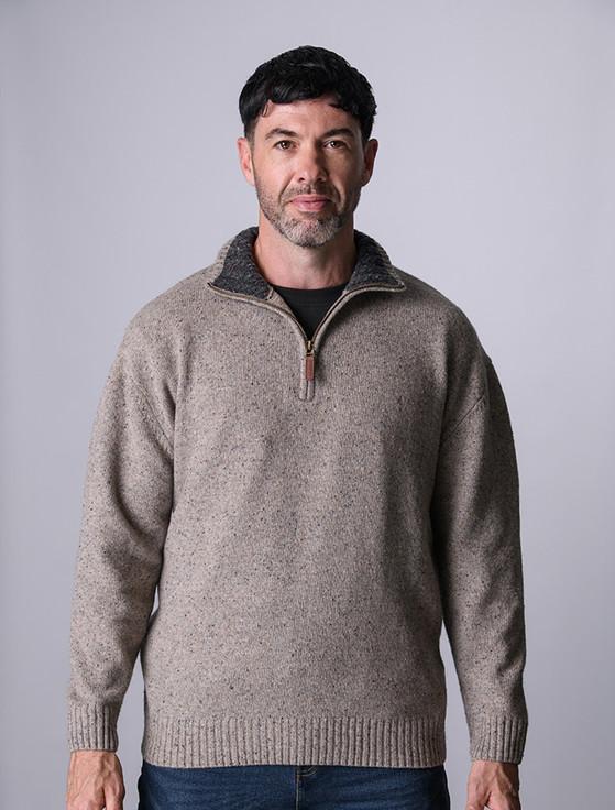 aran cashmere Donegal Blend Zip Neck Sweater