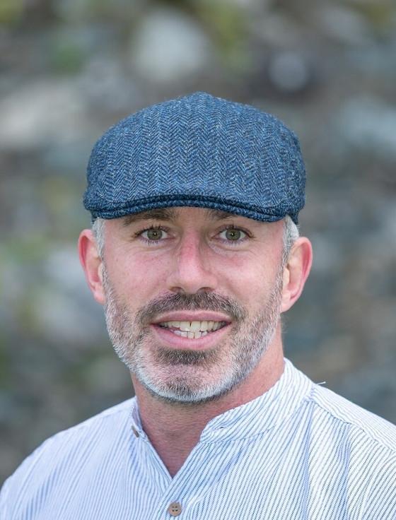 Aran Cashmere Donegal Touring Cap - Blue Herringbone