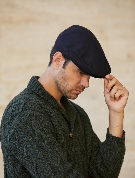 Aran Cashmere Donegal Tweed Flat Cap - Black