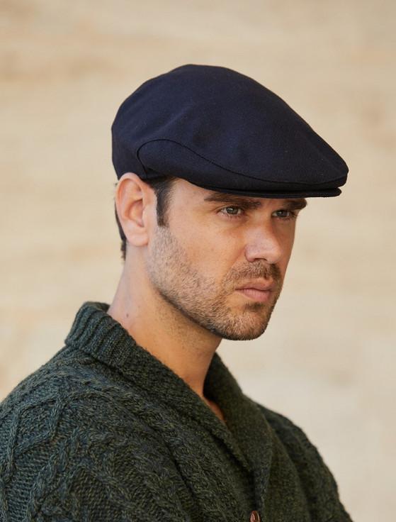 aran cashmere Donegal Tweed Flat Cap - Black