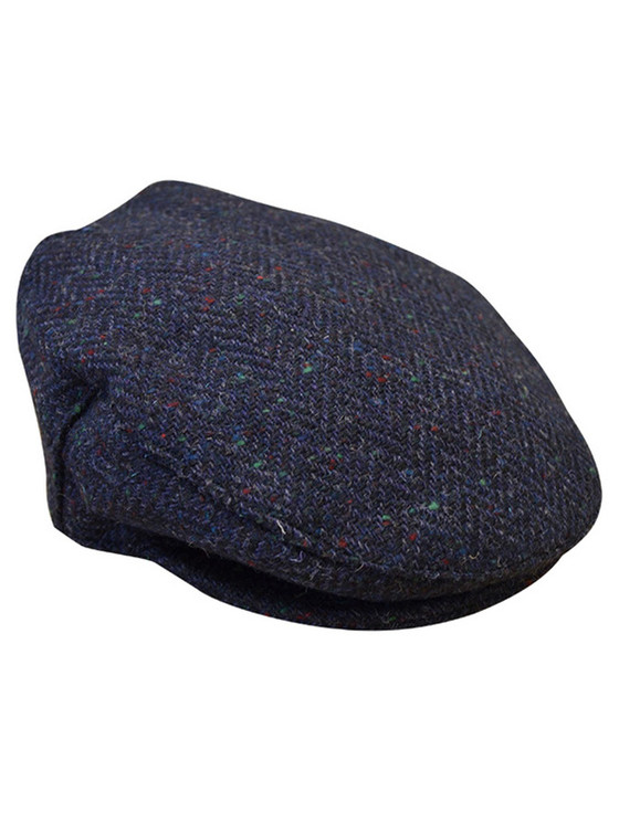 Aran Cashmere Donegal Tweed Flat Cap - Blue