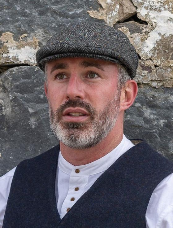 Aran Cashmere Donegal Tweed Flat Cap - Charcoal