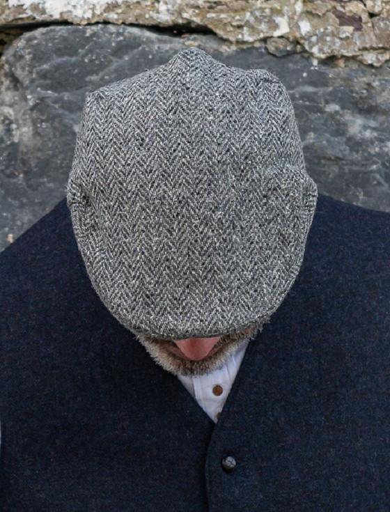 Aran Cashmere Donegal Tweed Flat Cap - Grey
