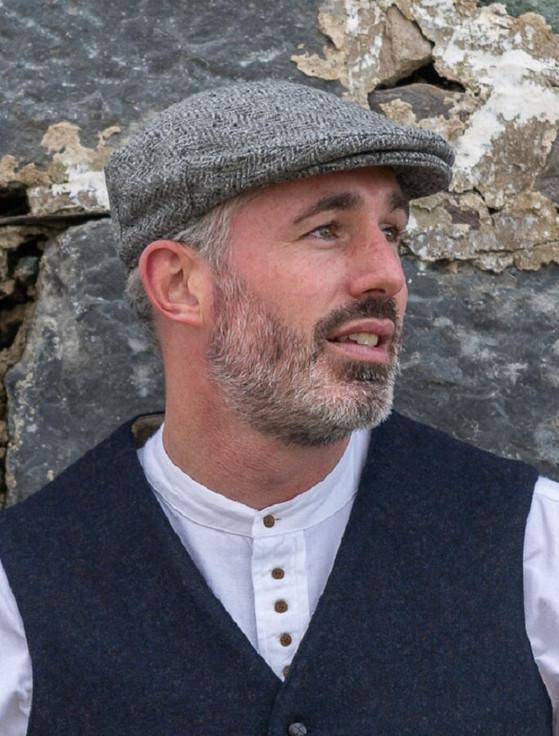 aran cashmere Donegal Tweed Flat Cap - Grey