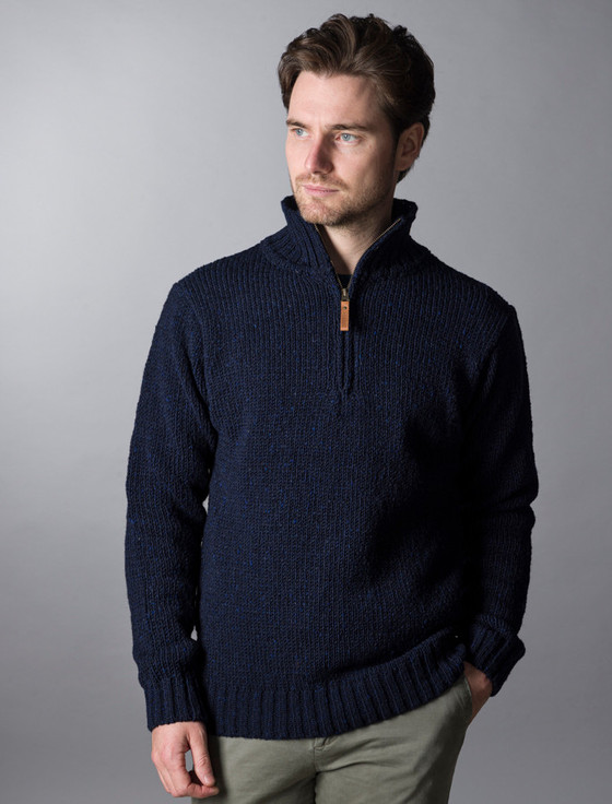 Aran Cashmere ‎Donegal Tweed H‎‎alf Zip Sweater