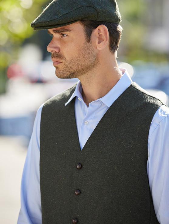 Aran Cashmere Donegal Tweed Waistcoat - Green Fleck