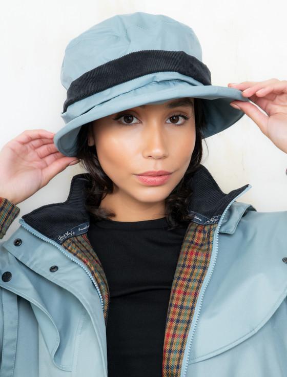 aran cashmere Donegal Waterproof Hat - Smoke Blue