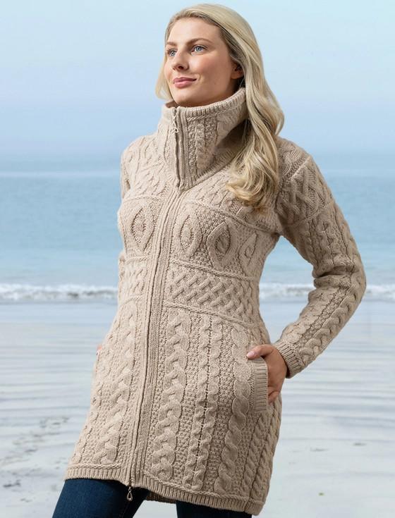 Aran Cashmere Double Collar Merino Aran Coat‎‎‎‎‎