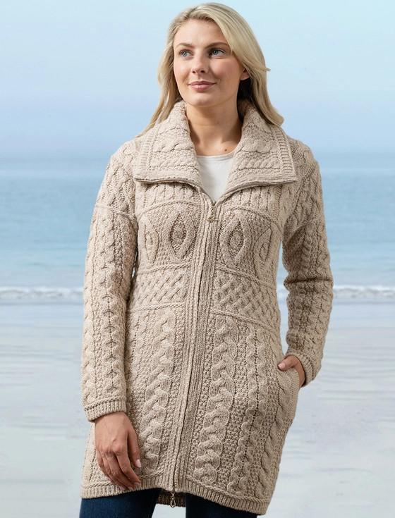 Aran Cashmere Double Collar Merino Aran Coat‎‎‎‎‎