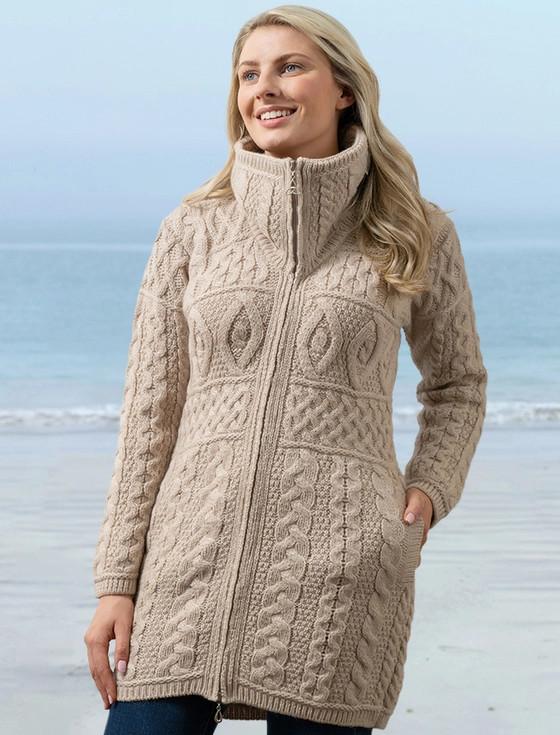 aran cashmere Double Collar Merino Aran Coat‎‎‎‎‎