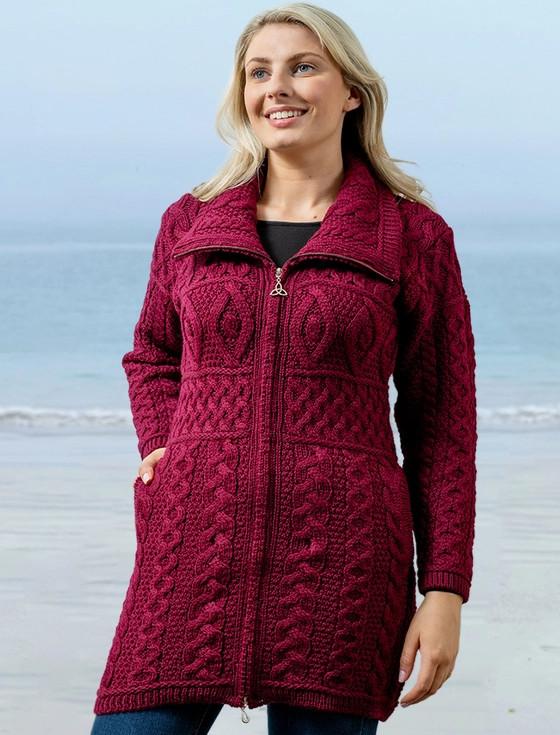 Aran Cashmere Double Collar Merino Aran Coat‎‎